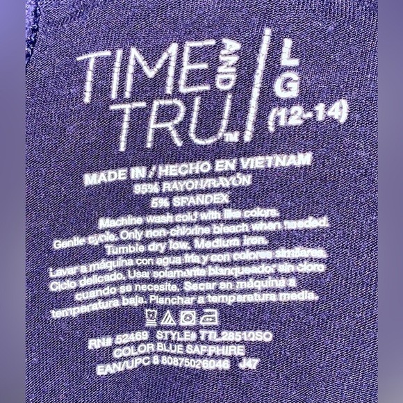 TIME AND TRU sleeveless crewneck tank midi dress sapphire dark blue size 12-14 - Picture 6 of 8